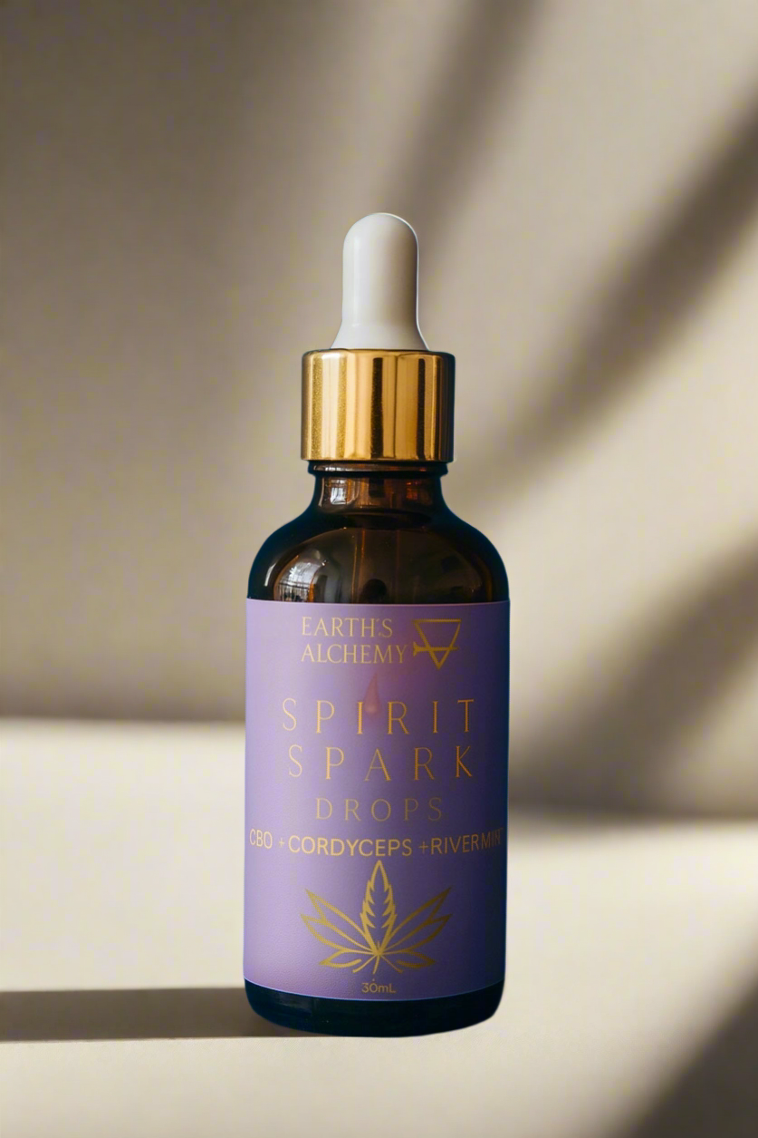 Spirit Spark Drops Cordyceps + Native River mint+ Hemp Oil
By Earth’s Alchemy