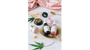 Small-batch botanical oil bottle labeled with minimalist branding for mindful ritual