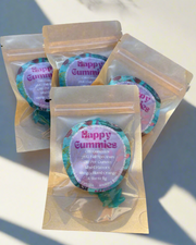 Hand-made botanical gummies arranged in eco-friendly packaging for mindful self-care