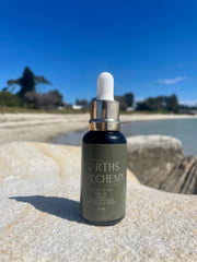 Plant-based OG Blend oil styled with botanicals to evoke morning ritual